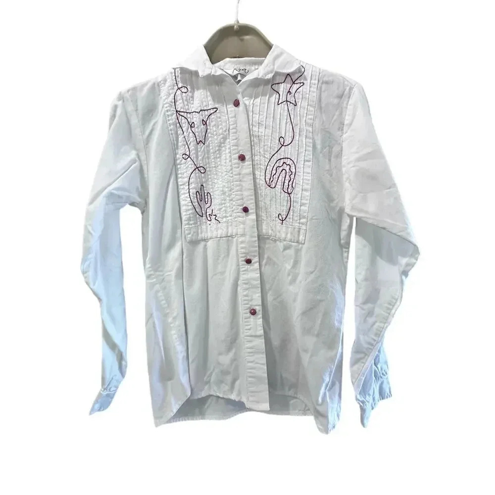 Roper Women's White snap Button Down Shirt Size small western